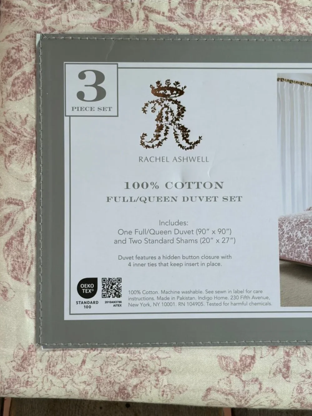 Rachel Ashwell Shabby FULL QUEEN Size Cotton Duvet Set Distressed Red Floral